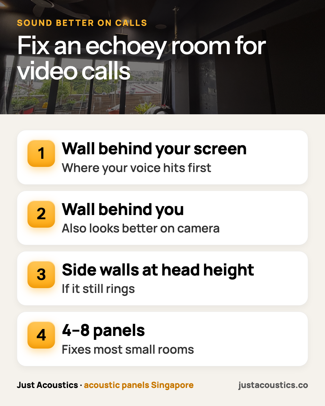 Fix an echoey room for video calls infographic