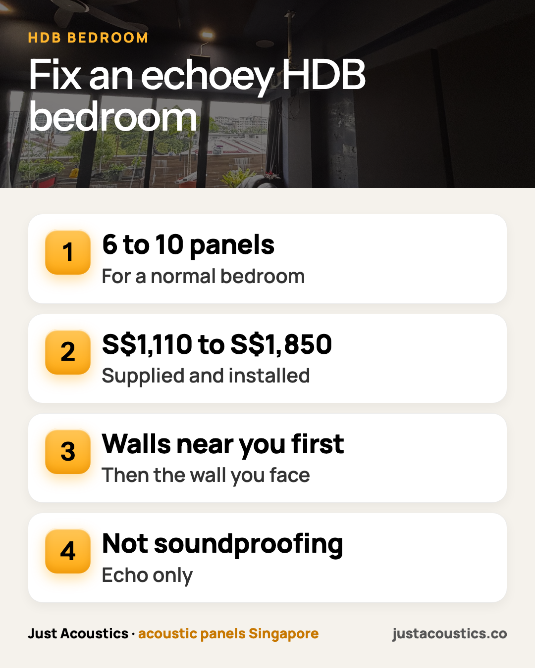 Fix an echoey HDB bedroom infographic