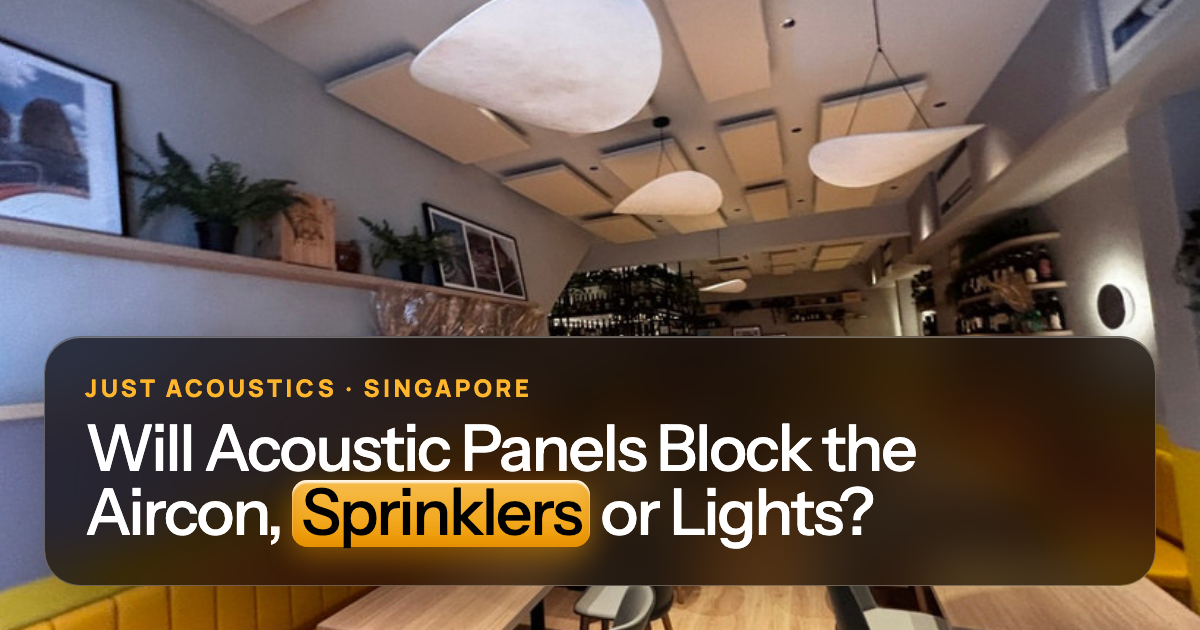 Restaurant ceiling with panels placed around lights and vents