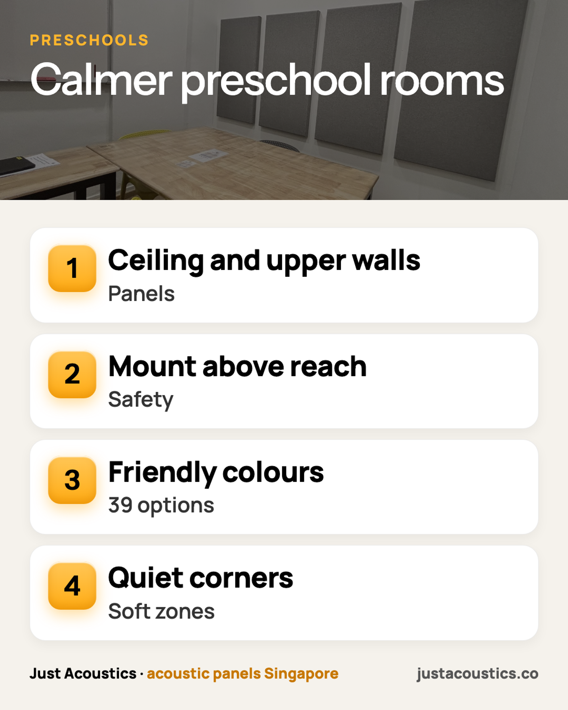 Calmer preschool rooms infographic