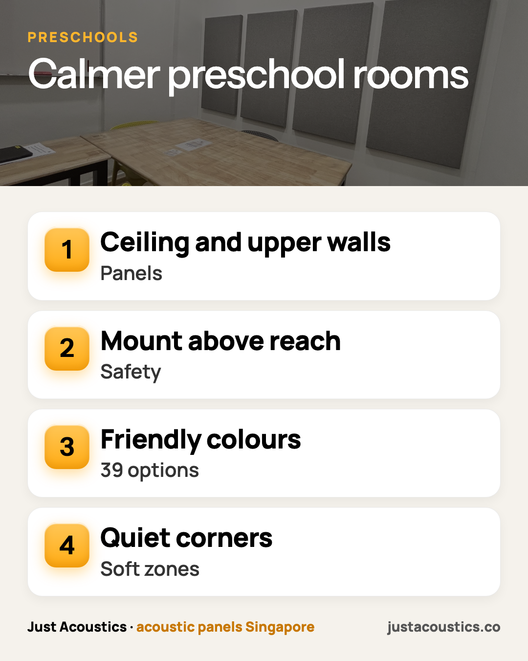Calmer preschool rooms infographic