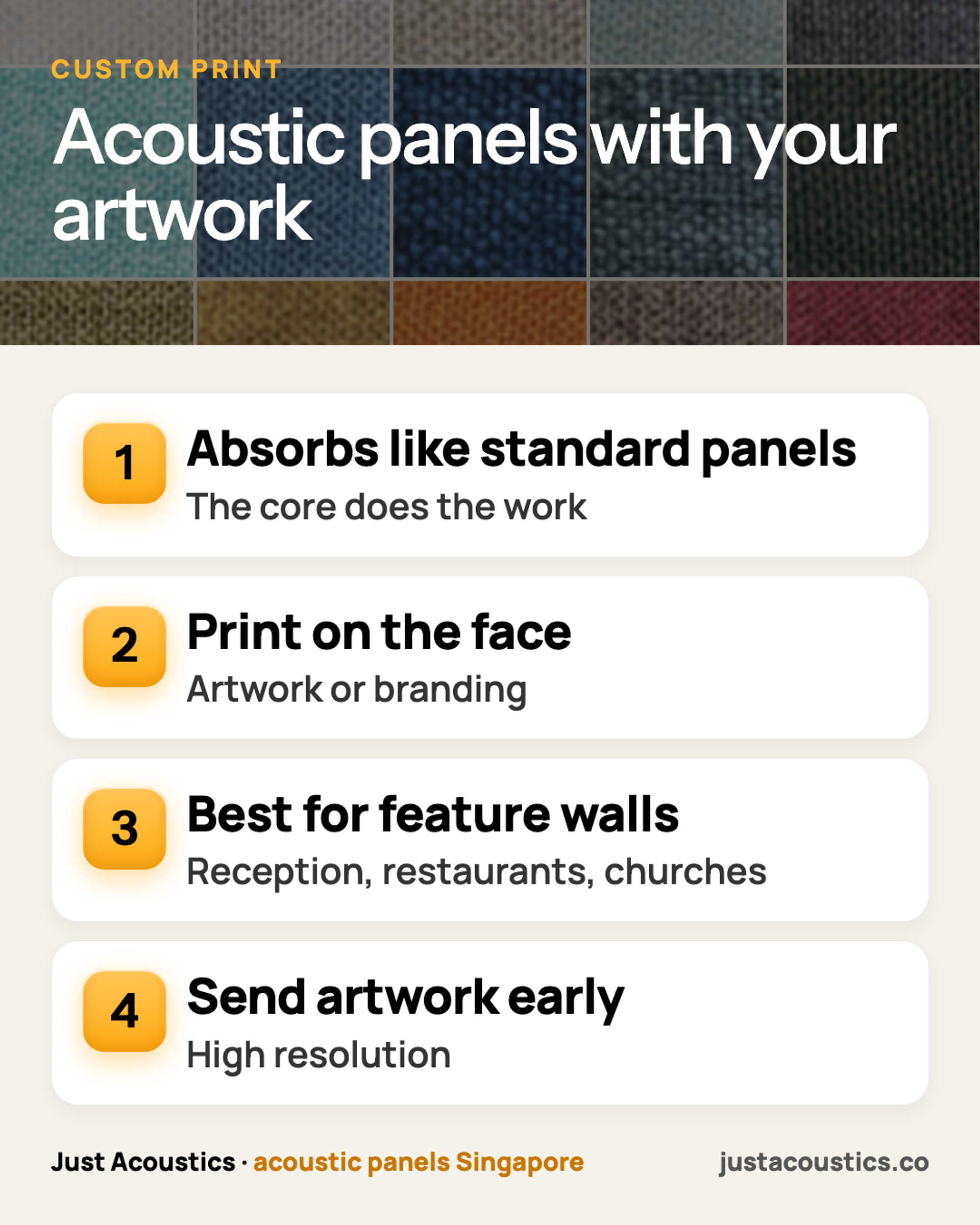 Acoustic panels with your artwork infographic