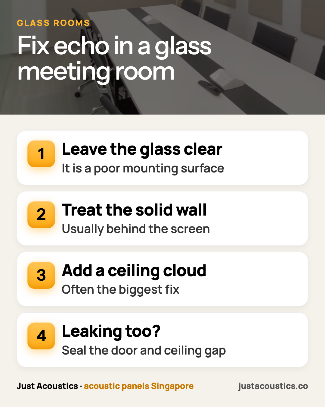 Fix echo in a glass meeting room infographic