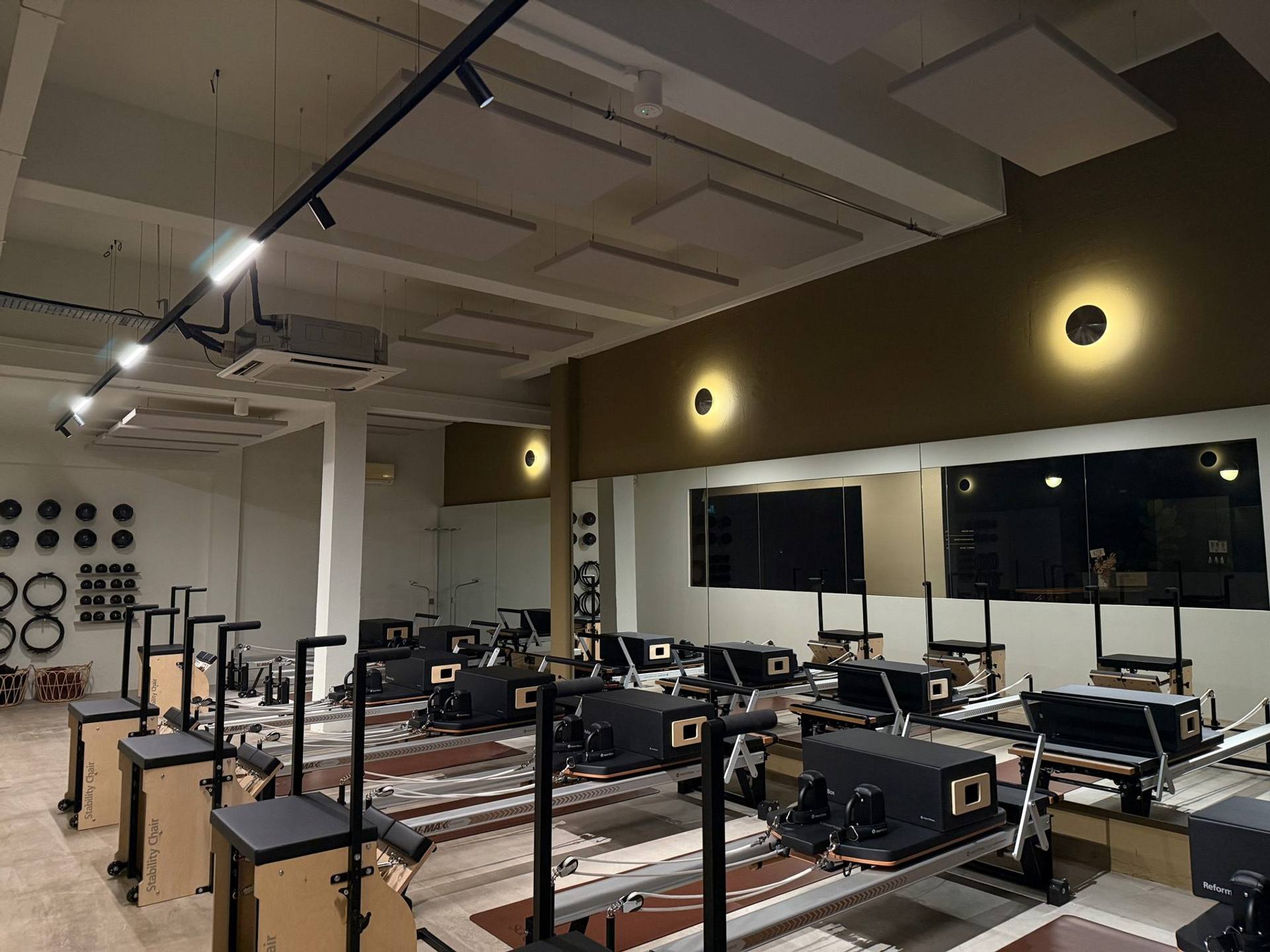 Schola Pilates Studio, Sennett Estate: acoustic panels installed by Just Acoustics