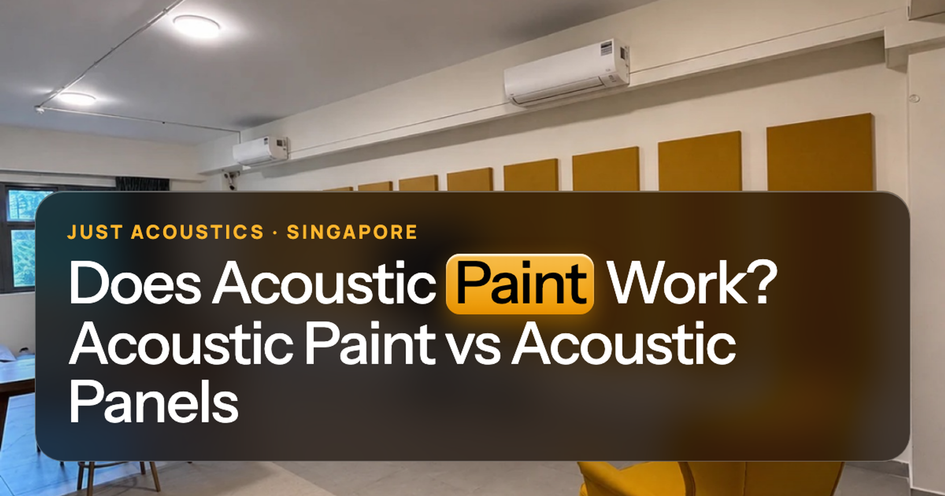 Fabric acoustic panels on a painted wall