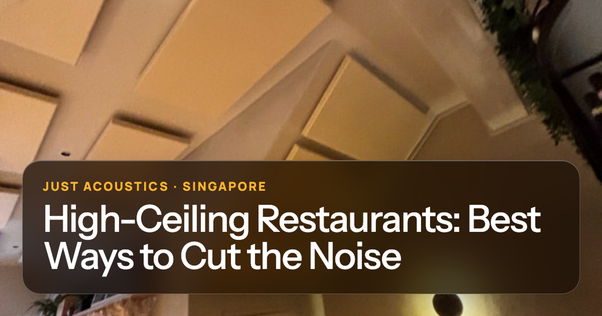 Restaurant with acoustic clouds under a high ceiling