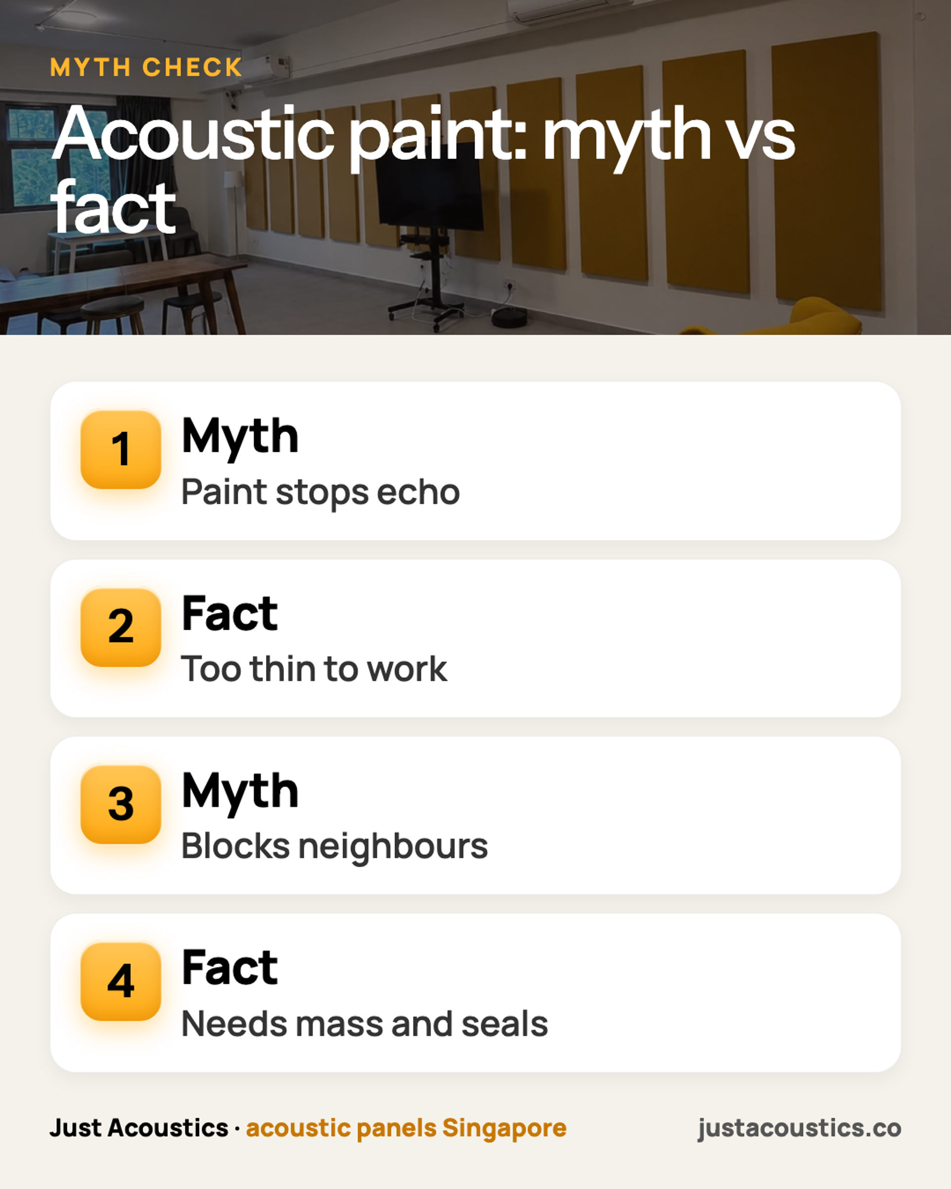 Acoustic paint: myth vs fact infographic