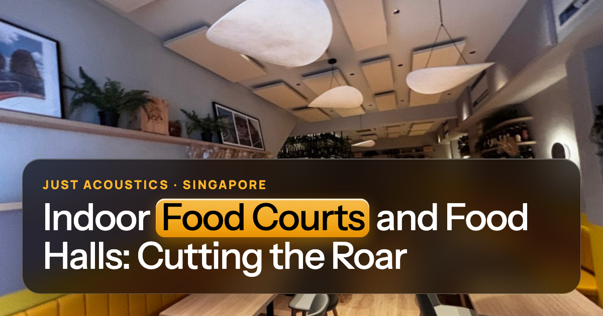 Indoor dining space with ceiling panels