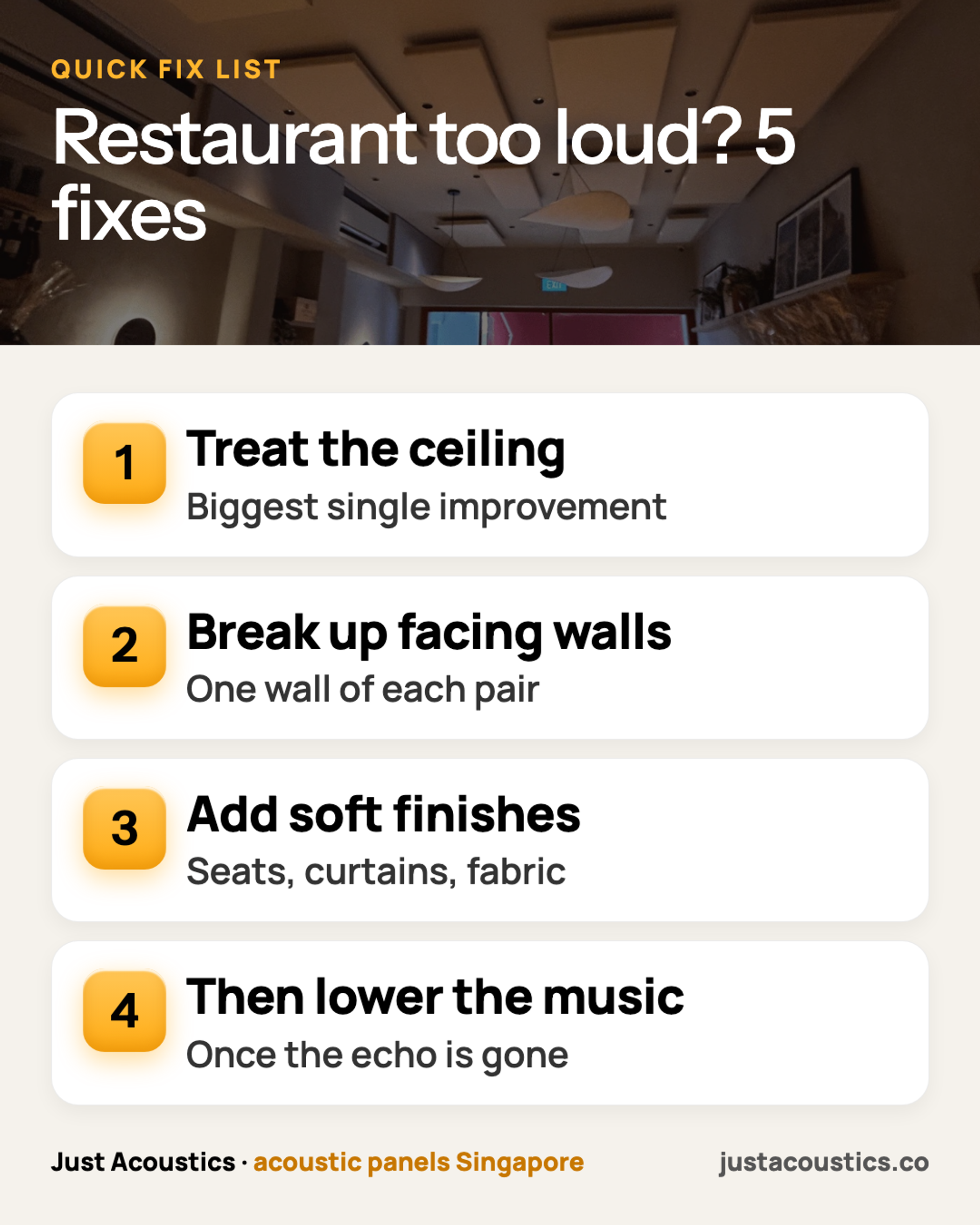 Restaurant too loud? 5 fixes infographic