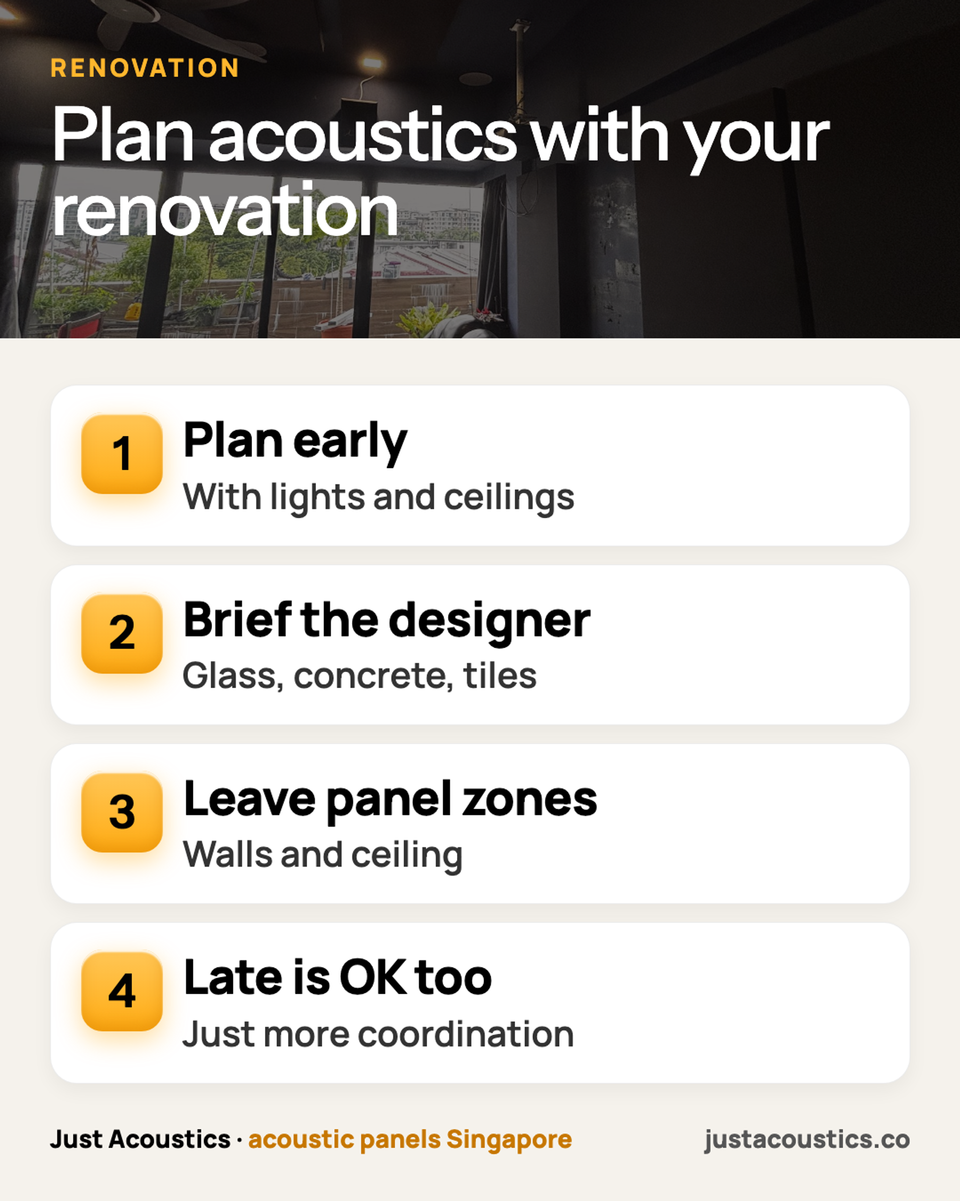 Plan acoustics with your renovation infographic