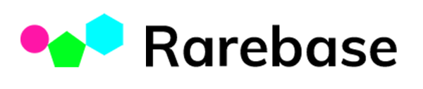 Logotipo de Rarebase con un círculo magenta, un pentágono verde y un hexágono cian