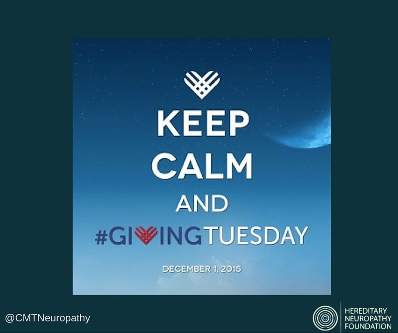 Keep Calm and #GivingTuesday poster with heart logo, December 1, 2015