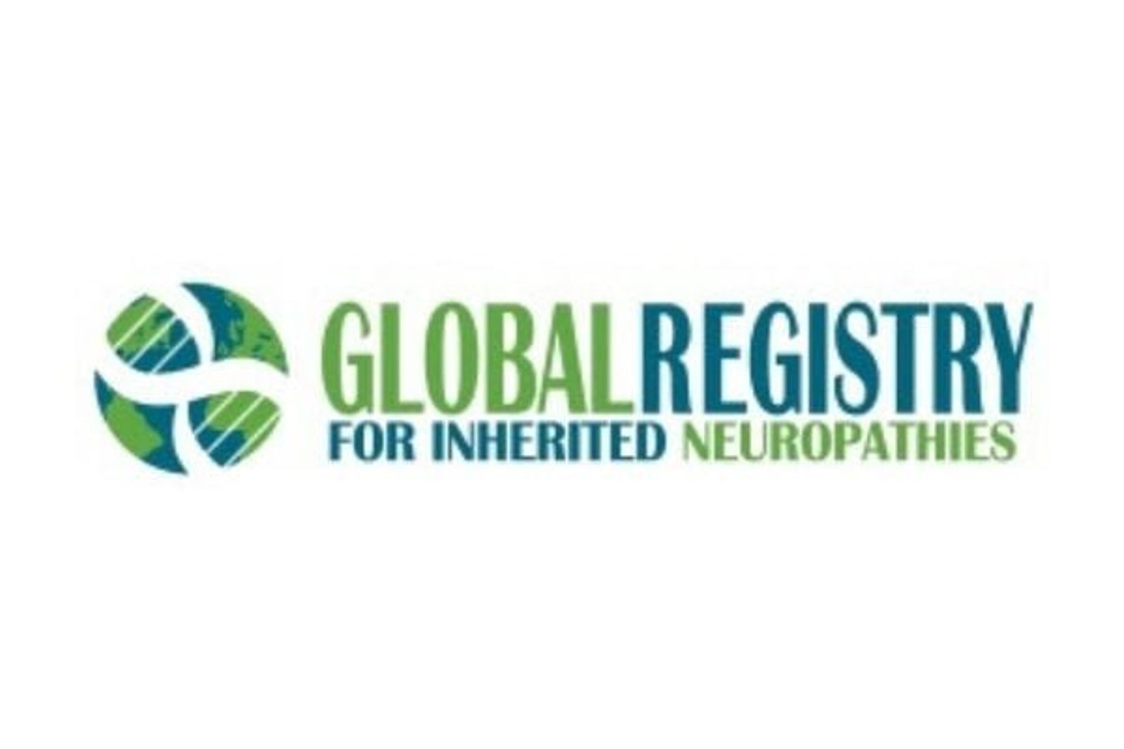Logotipo de Global Registry for Inherited Neuropathies con elementos de diseño circulares verdes y azules