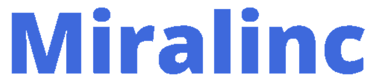 Blue text logo reading "Miralinc" on white background