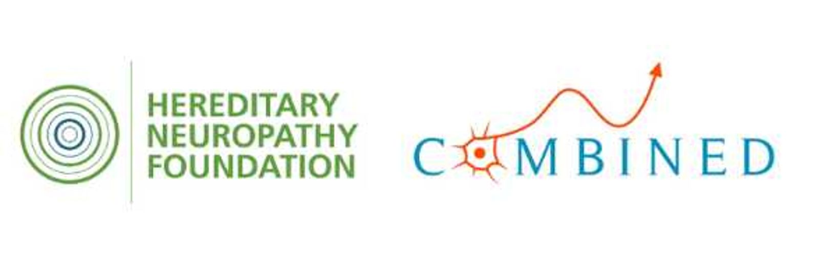 Hereditary Neuropathy Foundation and Combined logos with circular and neuron-inspired designs