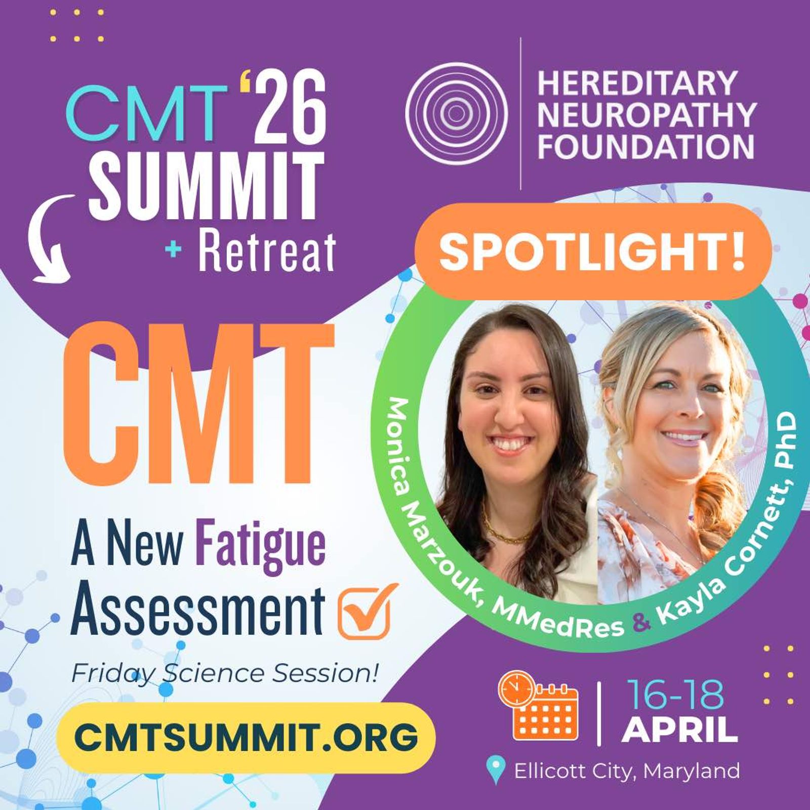 CMT '26 Summit poster featuring two women spotlighted, April 16-18 in Ellicott City, Maryland.
