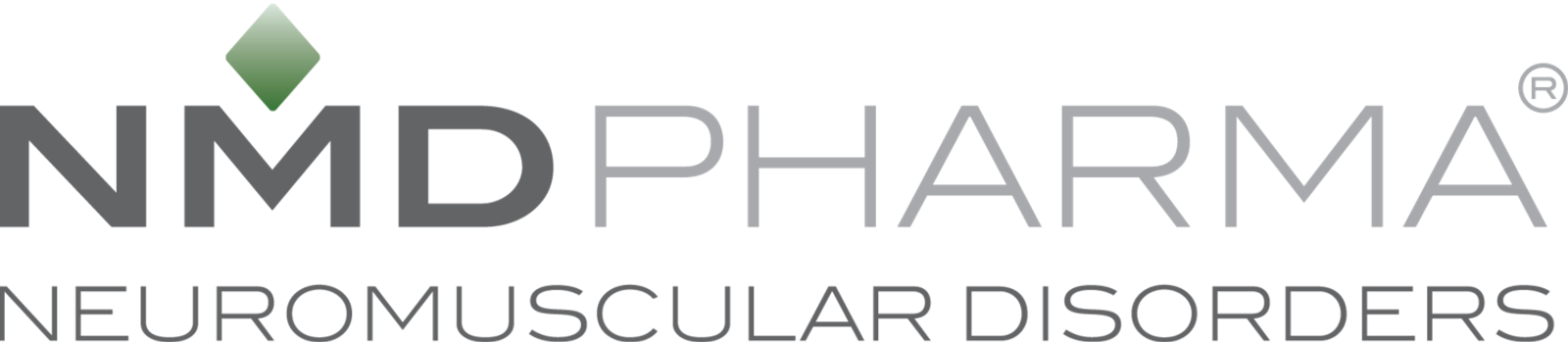 NMD Pharma logo with green diamond symbol and text "Neuromuscular Disorders"