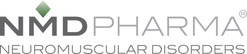 NMD Pharma logo with green diamond symbol and text "Neuromuscular Disorders"