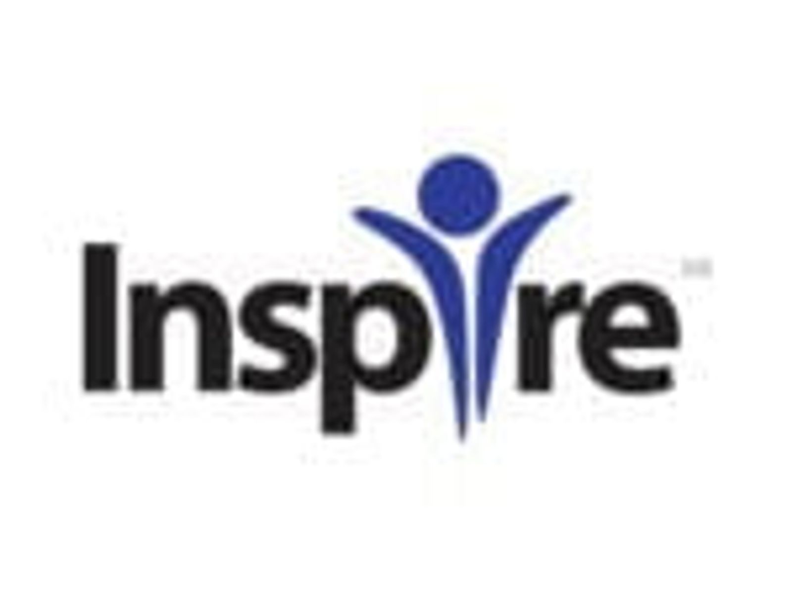 Inspire logo with blue figure icon and black text on white background