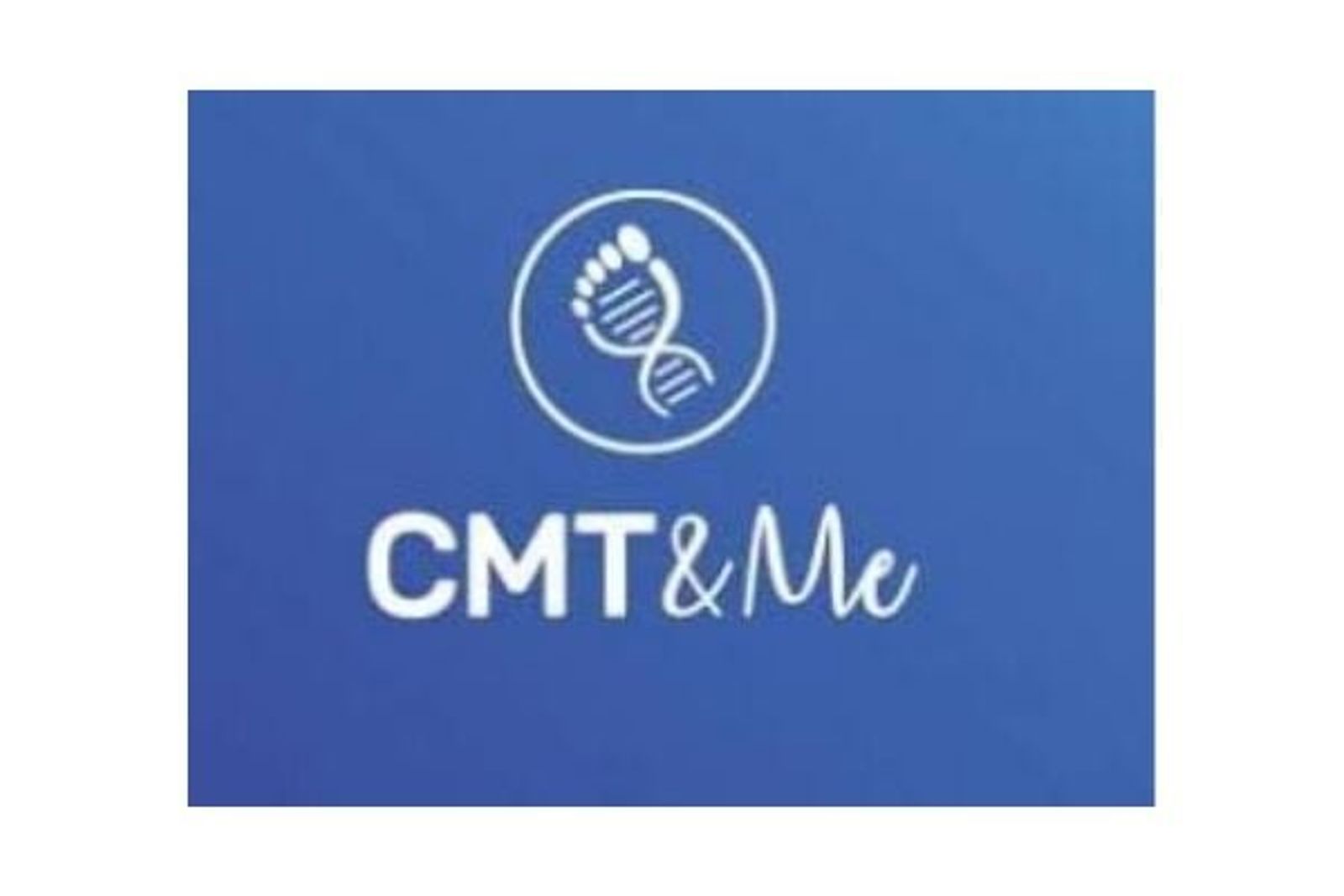 CMT&Me logo with DNA helix icon on blue background