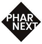 Black diamond shape with white text reading "PHAR NEXT"
