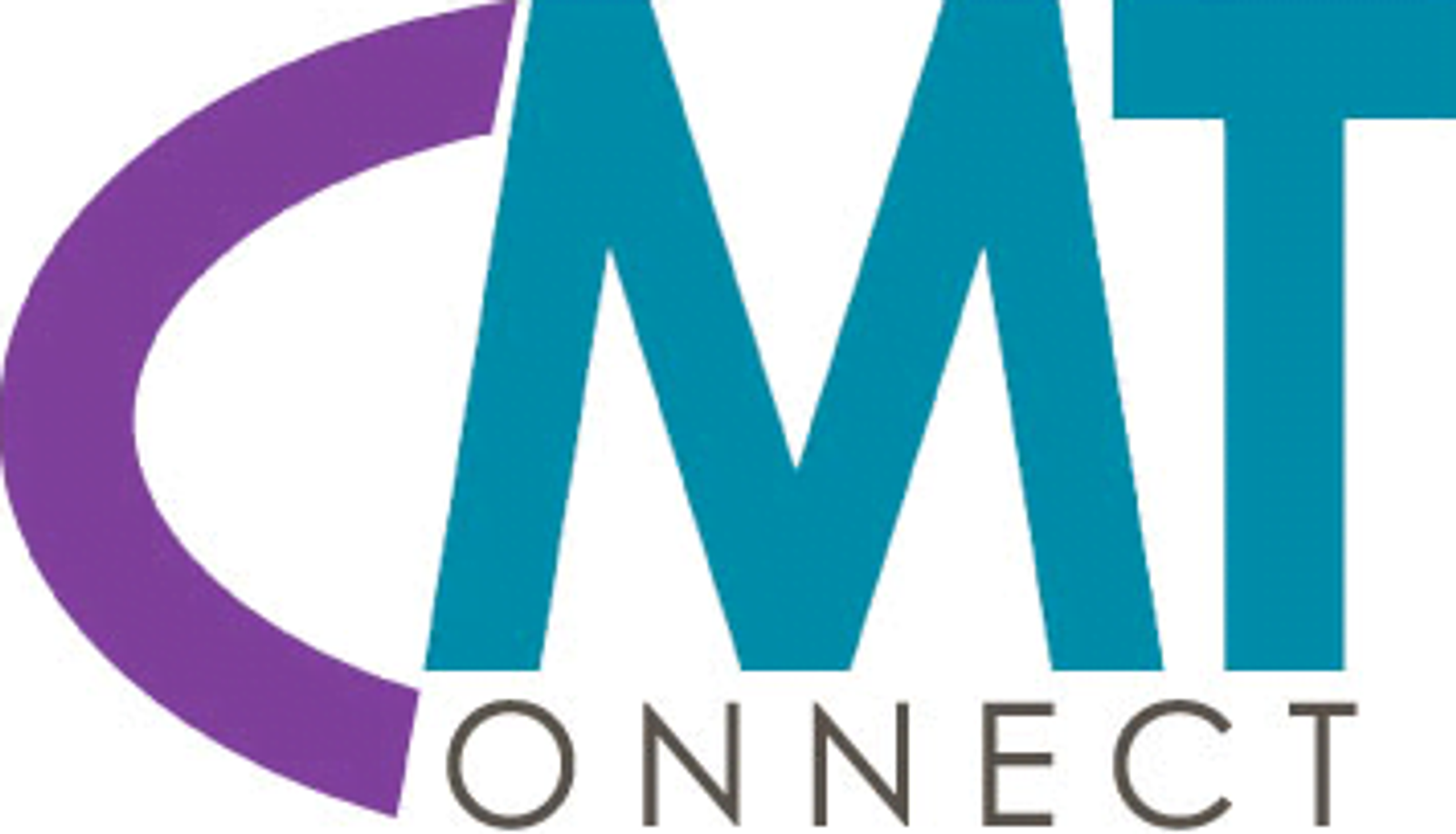 CMT Connect logo with purple curved bracket and teal letters on white background