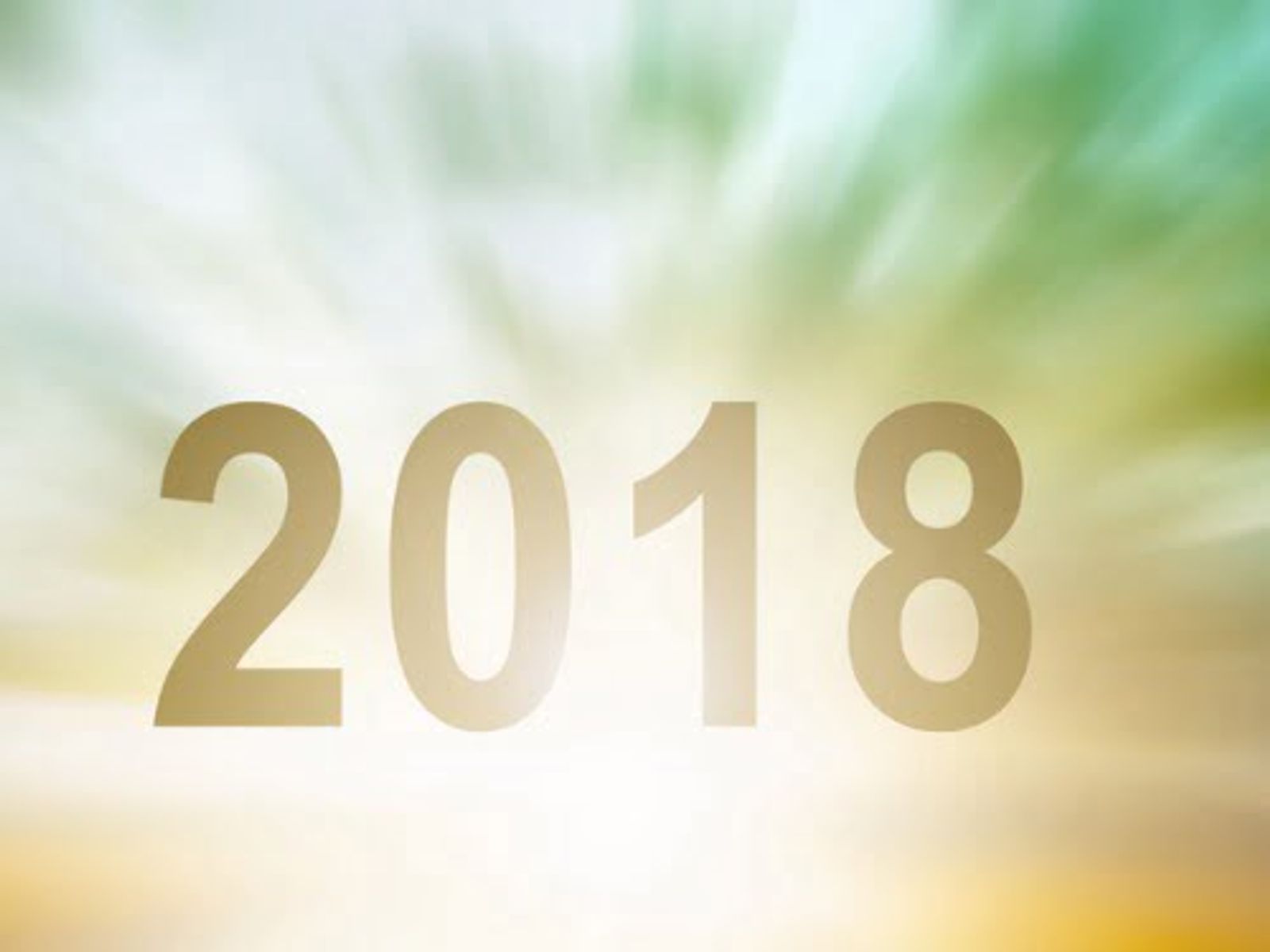 Large gold numerals "2018" on blurred green and yellow gradient background.
