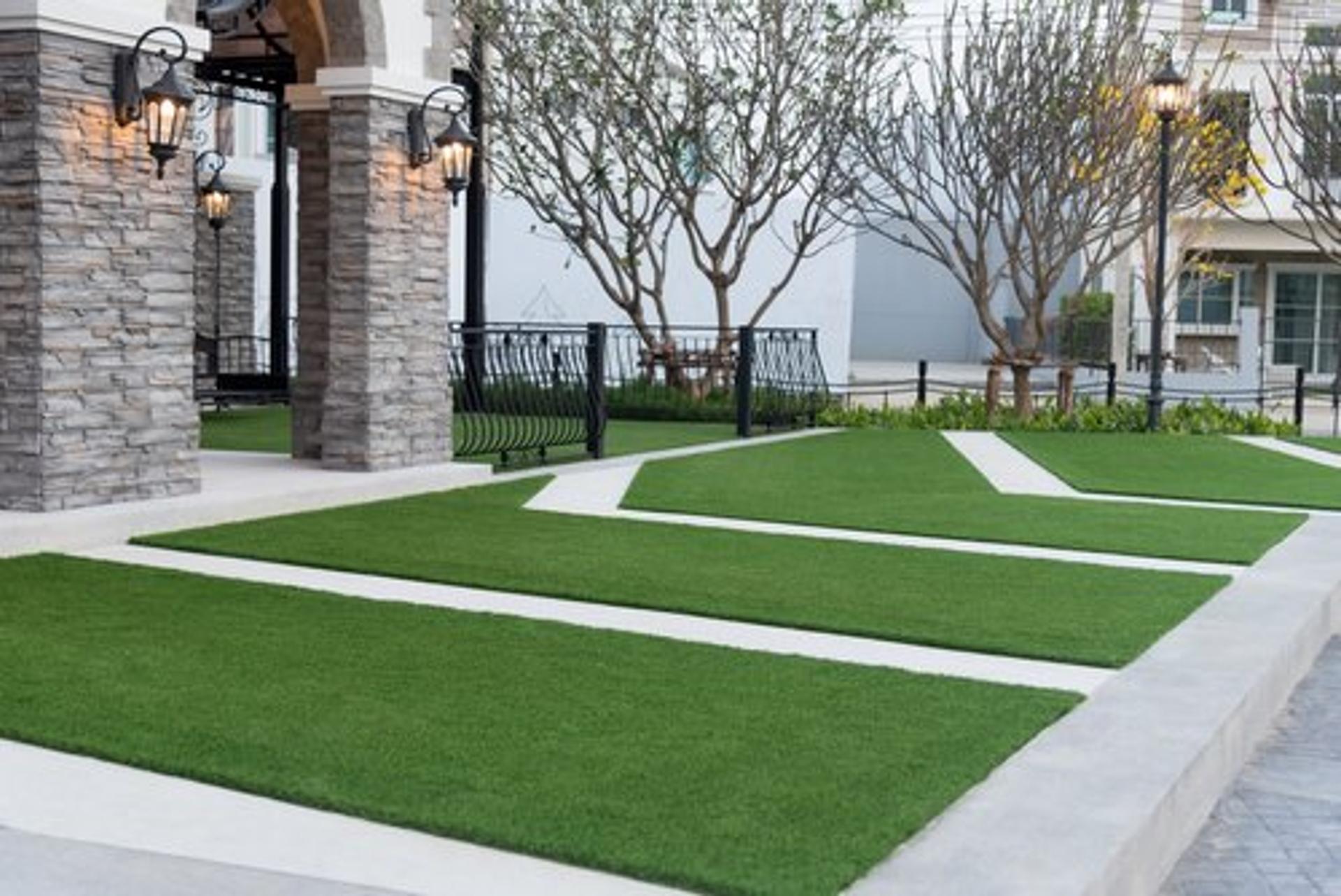 Artificial turf in separate sections