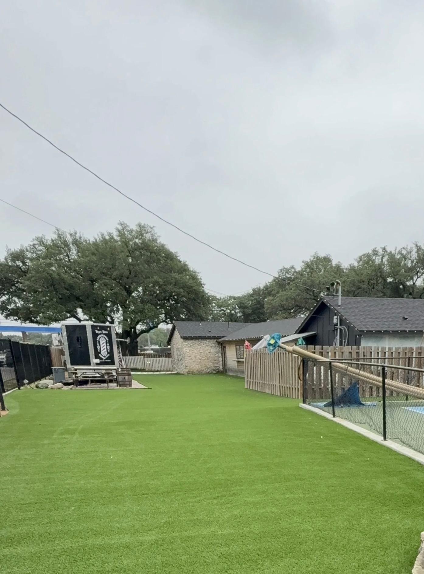 Back side of the Lucky Duck after artificial turf install