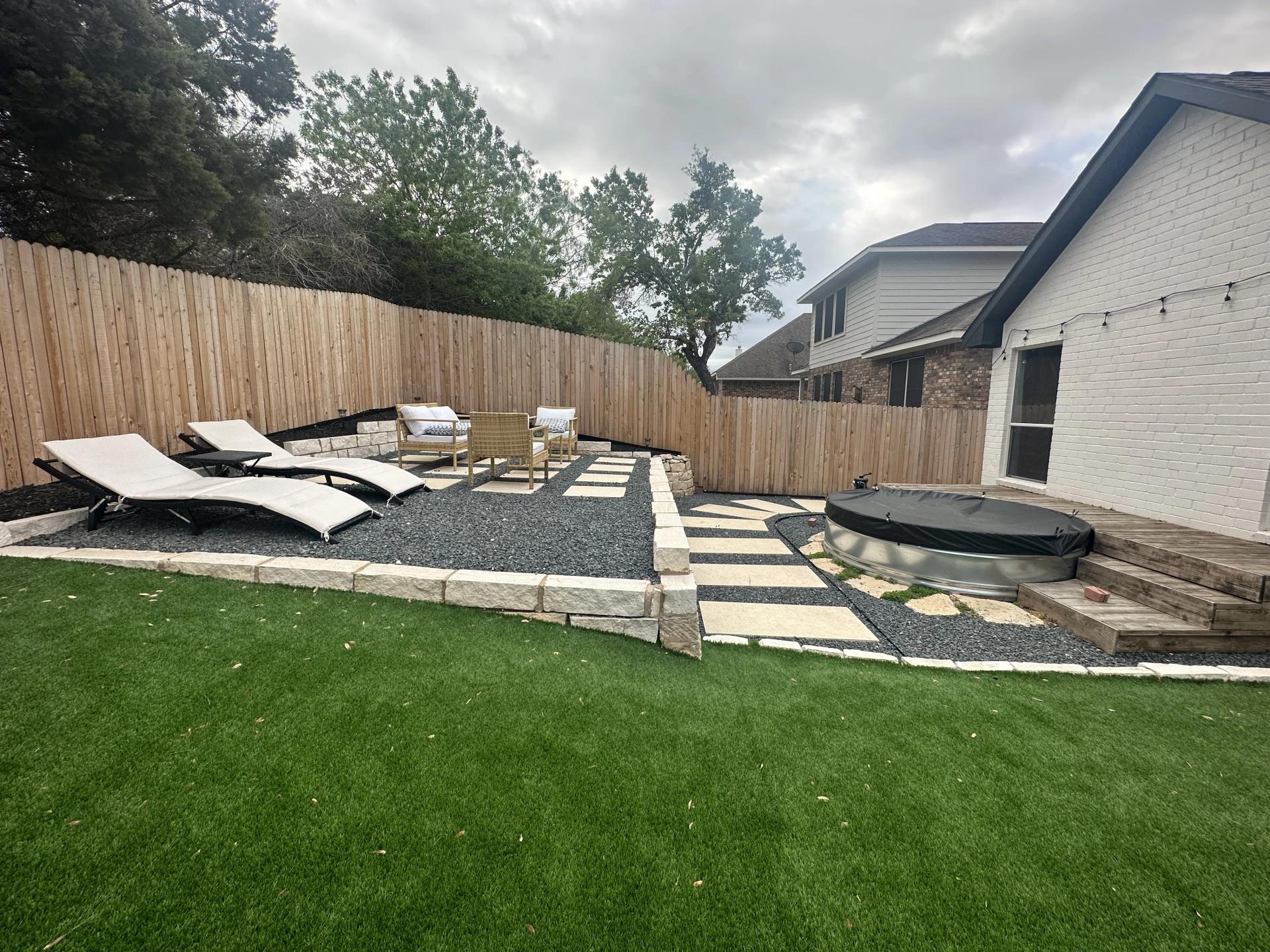 Hardscape with artificial turf