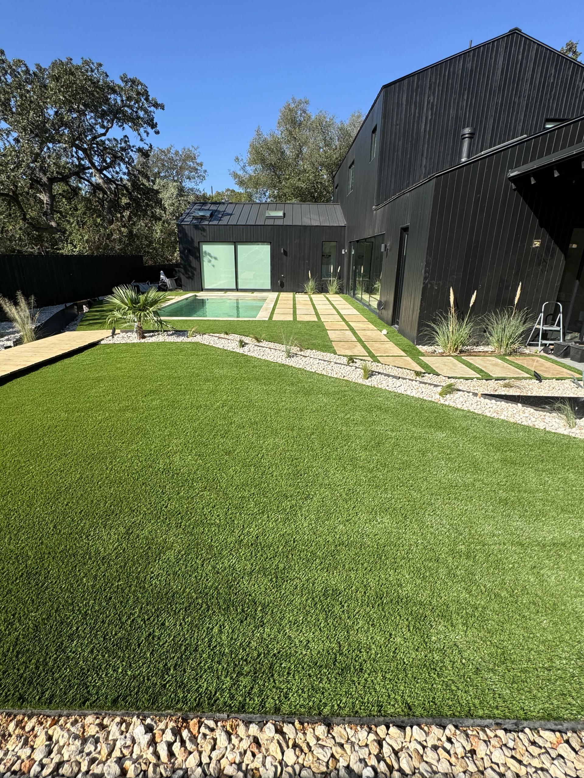Artificial turf in backyard