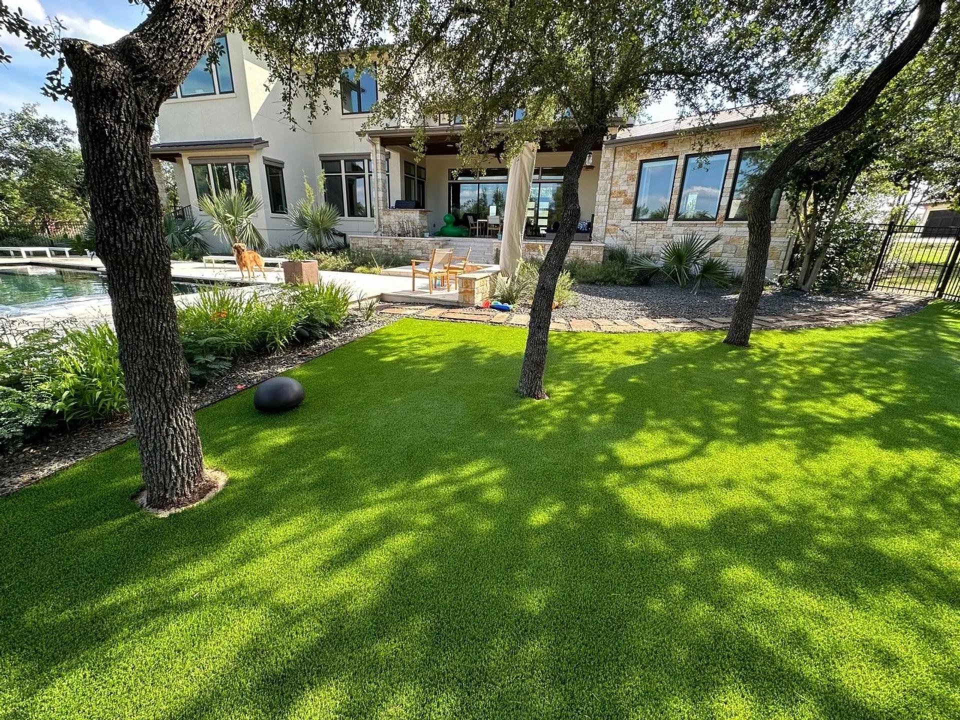 Trees within artificial turf