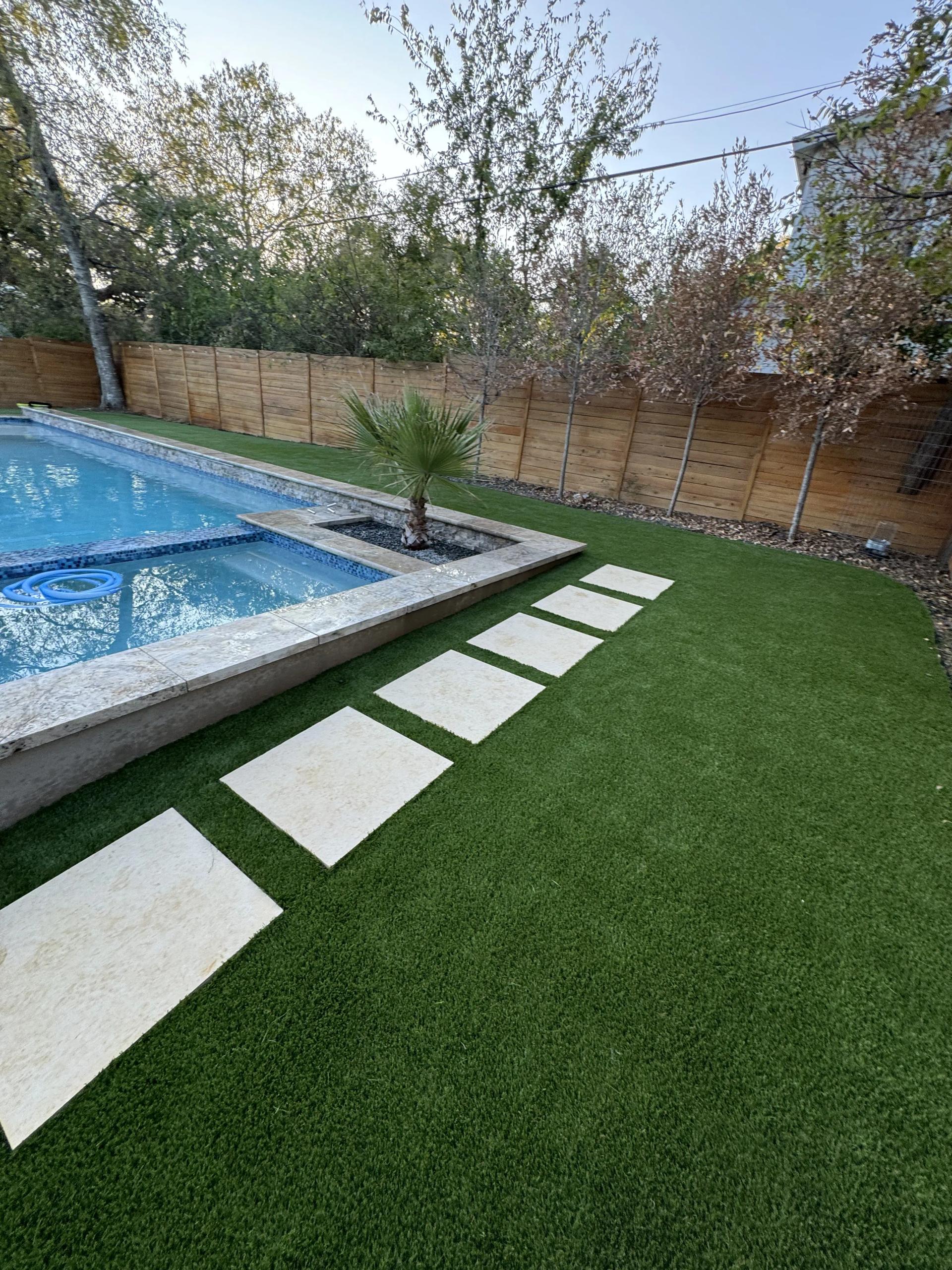 Artificial turf in backyard