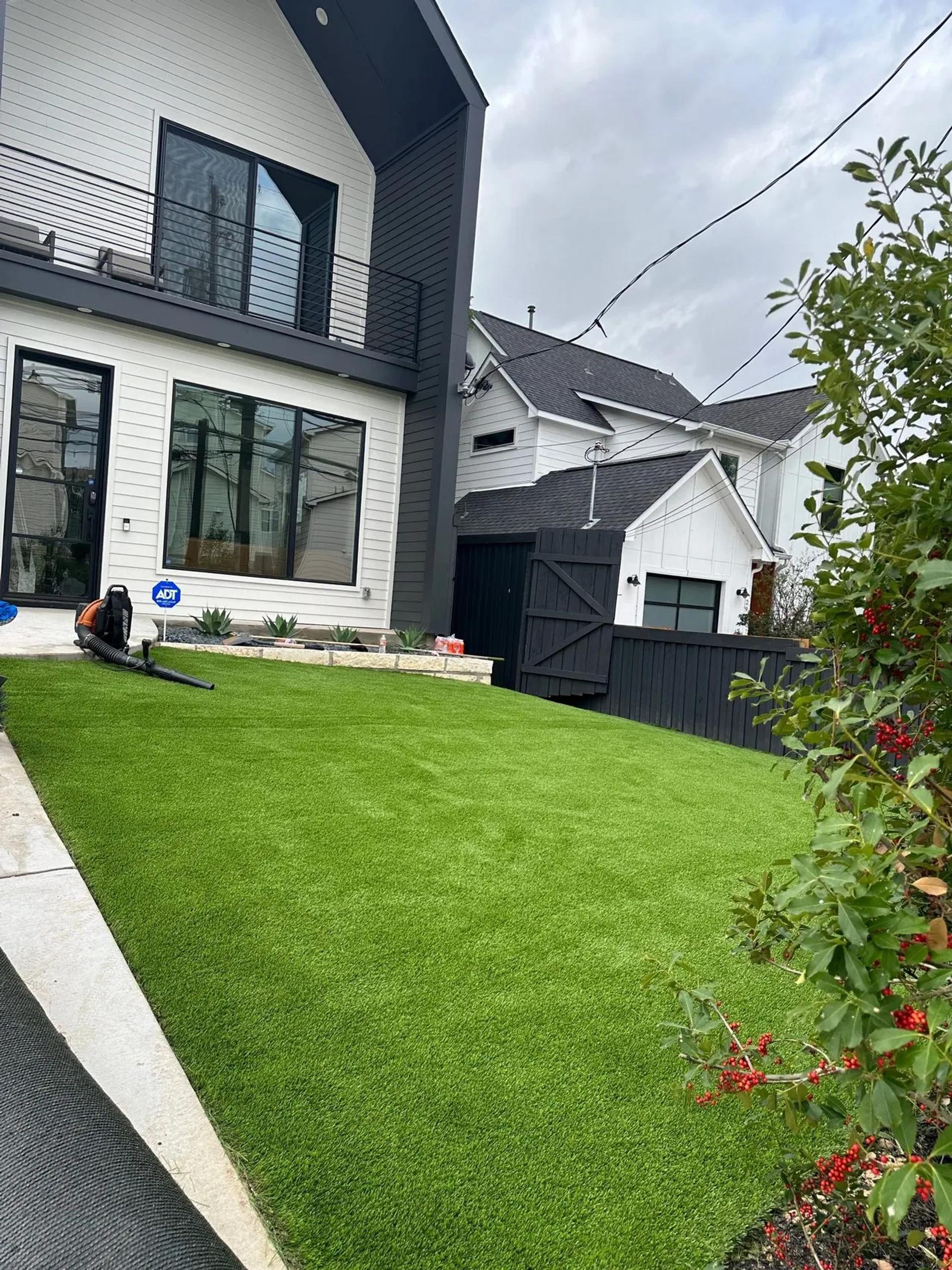 Artificial turf in backyard
