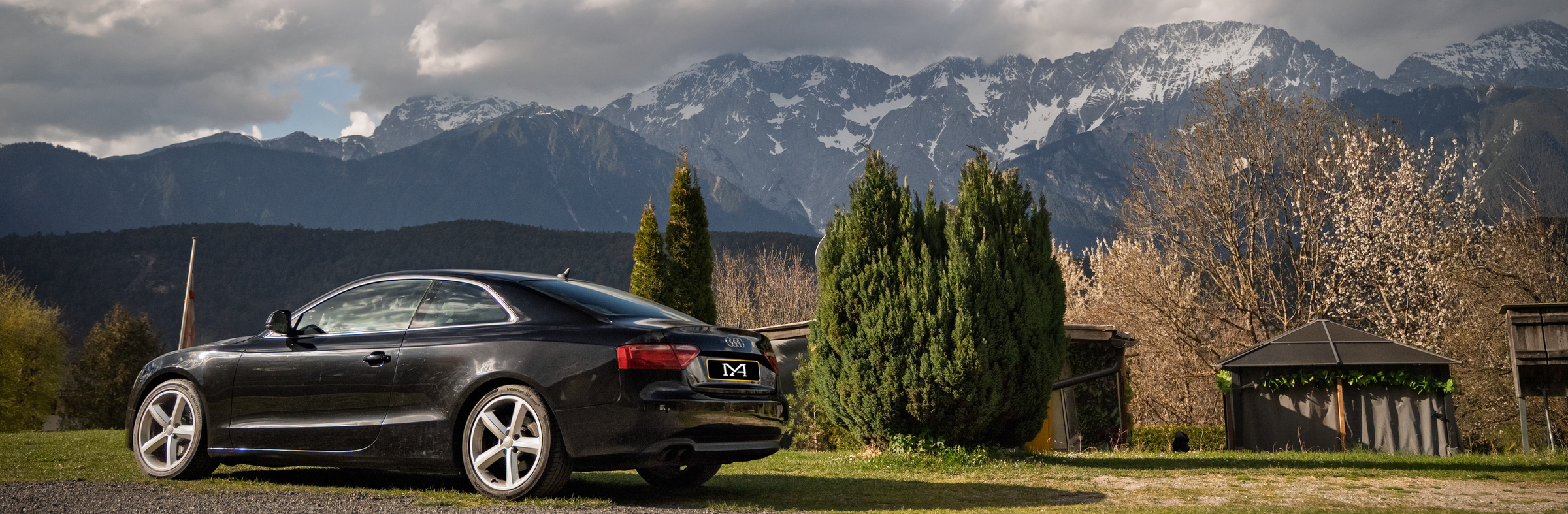 Panoramafoto van Audi A5 in de bergen van Oostenrijk, Fotografie van Haanstra Media Procuties