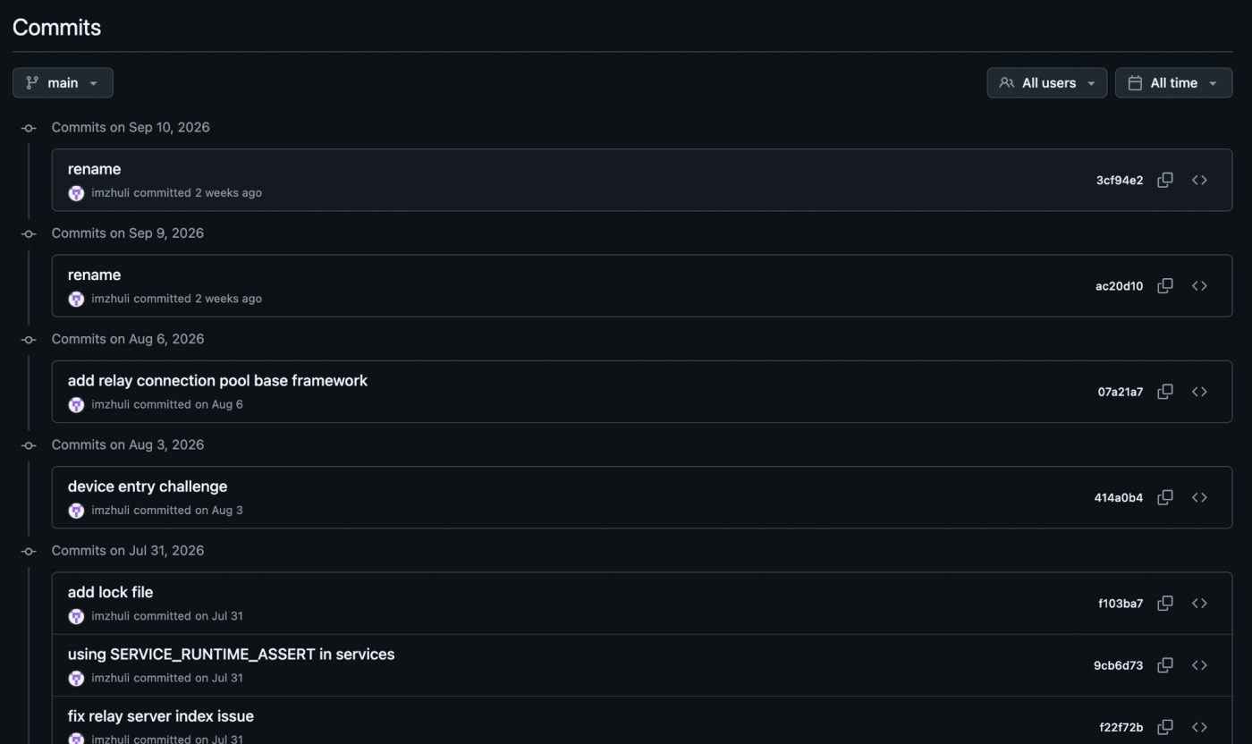Commit history of the public APSolo repository.