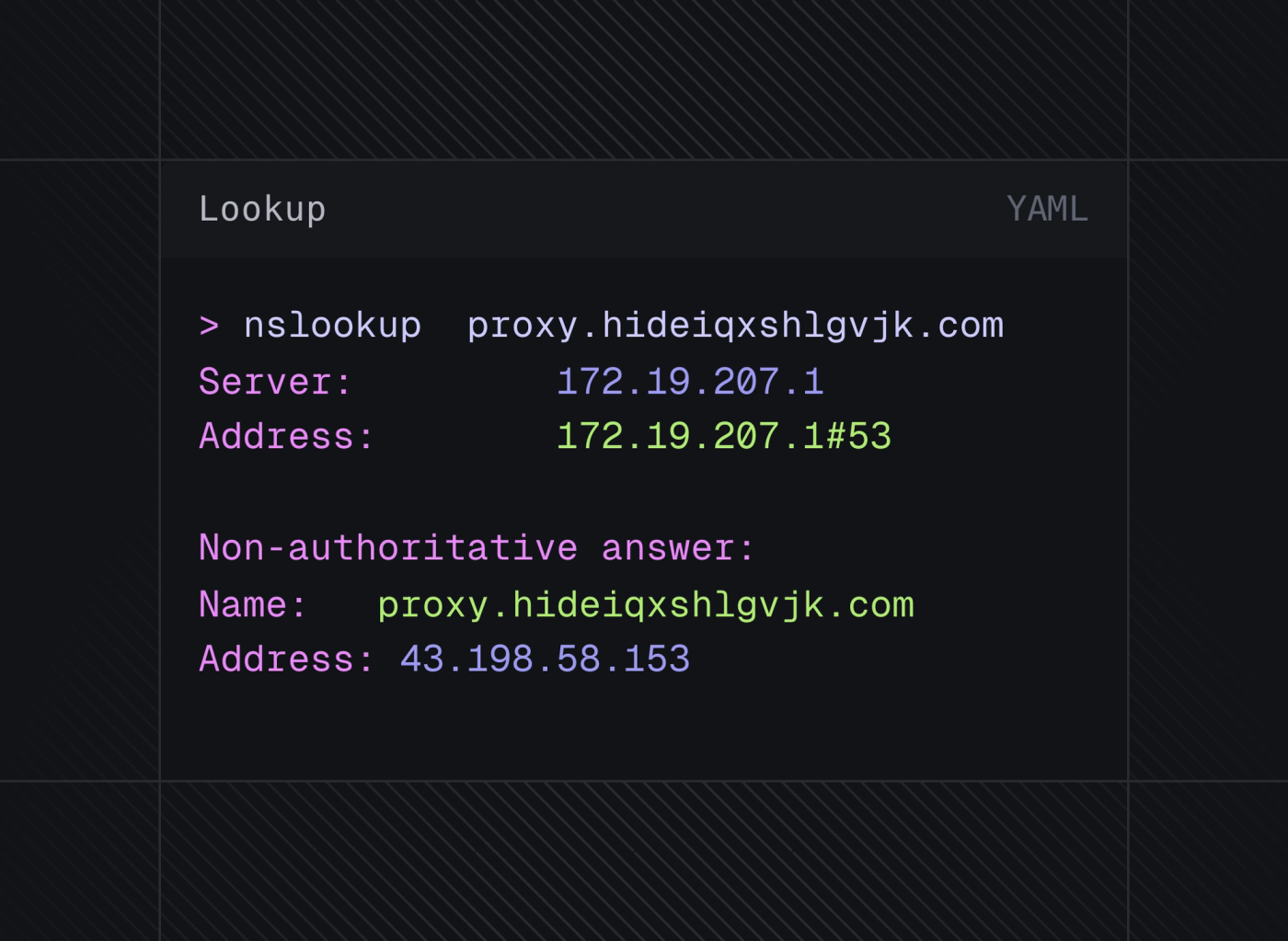 nslookup results