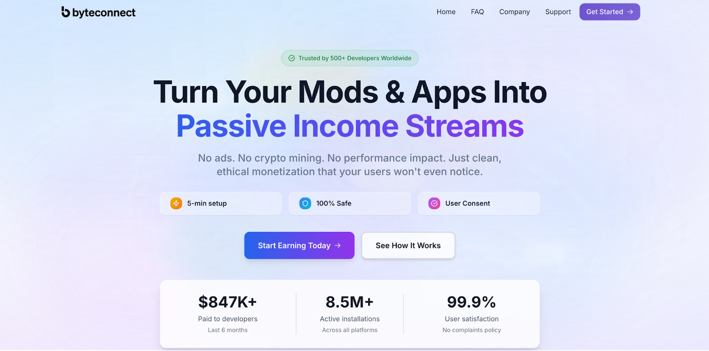 Byteconnect Landing Page