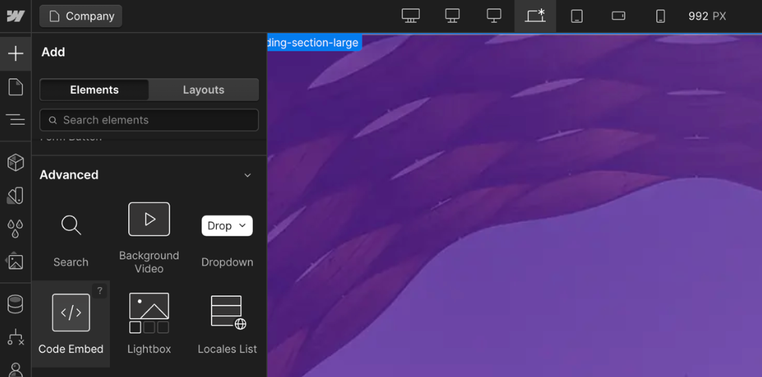 Embedding a video using custom code