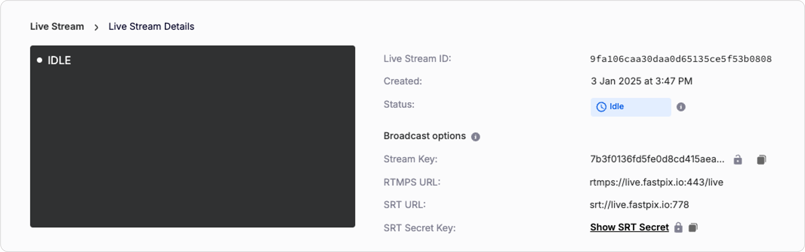 FastPix supports both RTMP and SRT for live streaming