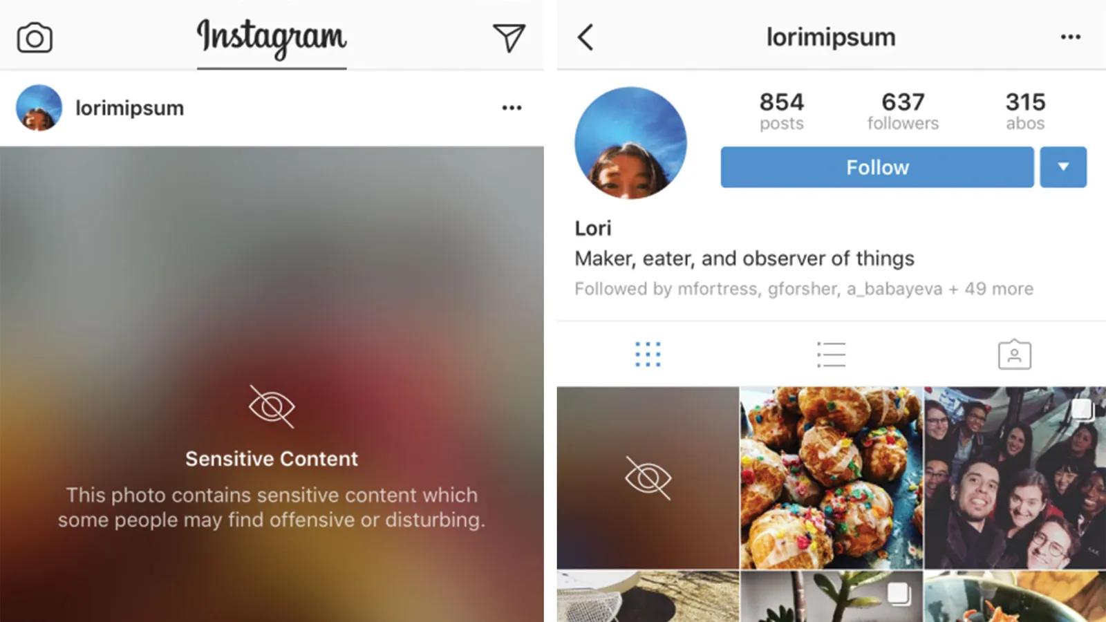 Instagram content moderation AI blur out sensitive content