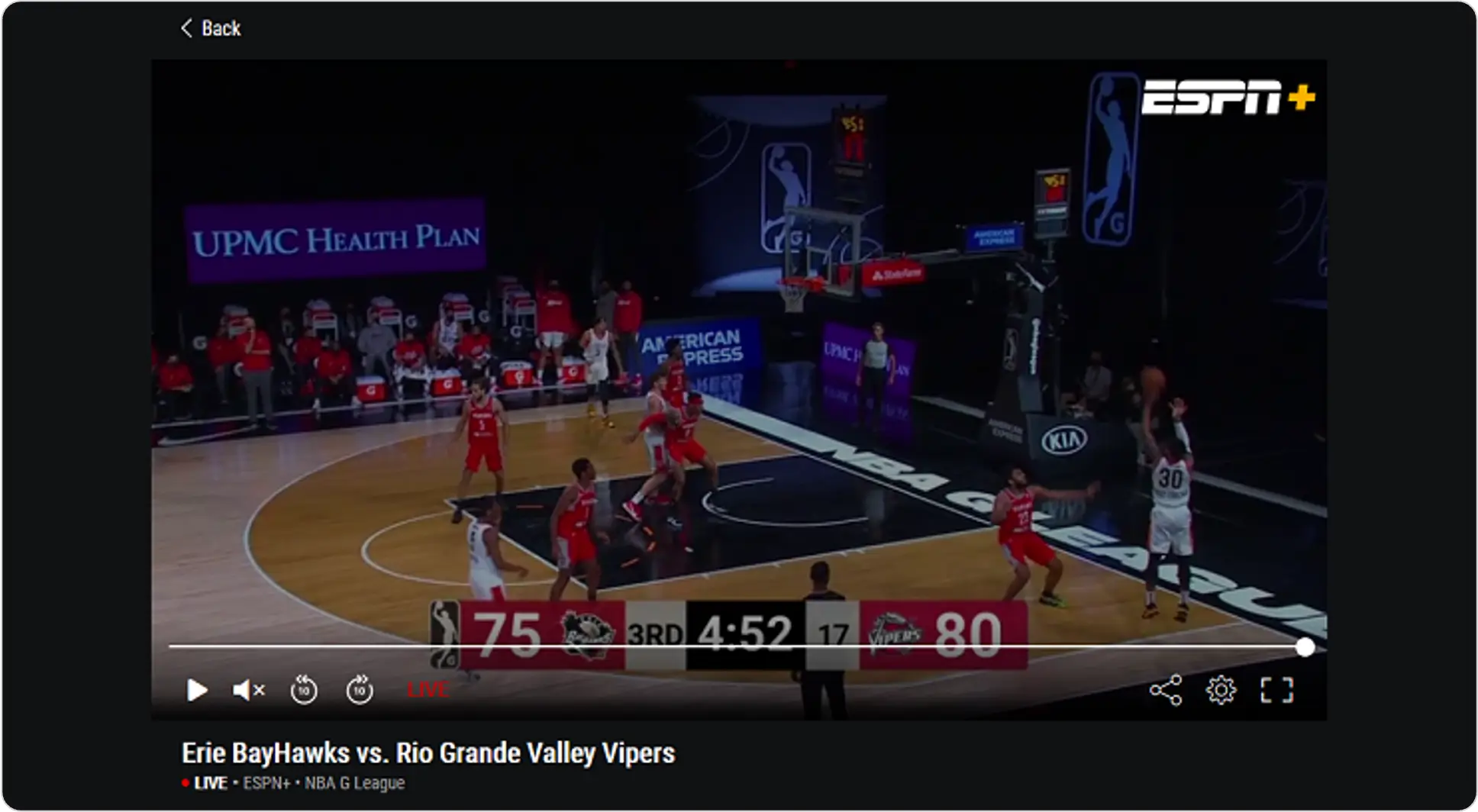 Video playback in ESPN+