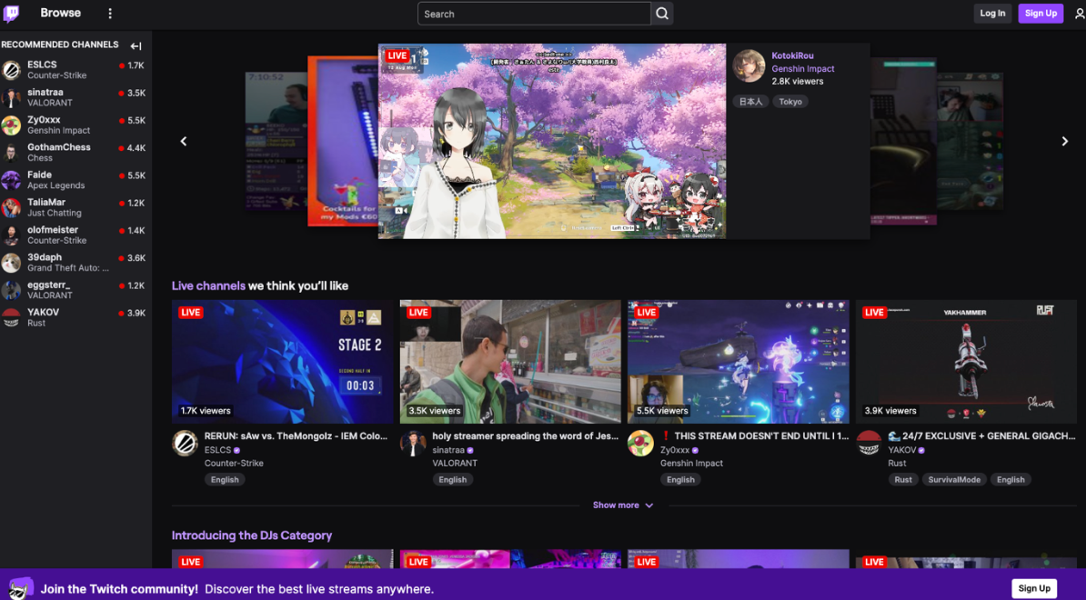 Twitch dashboard