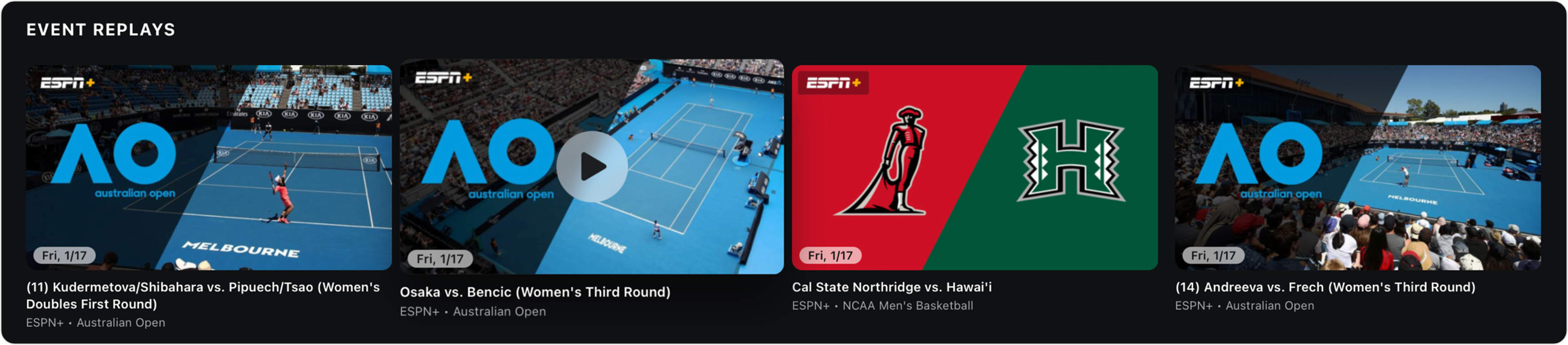 Stream replays in ESPN+