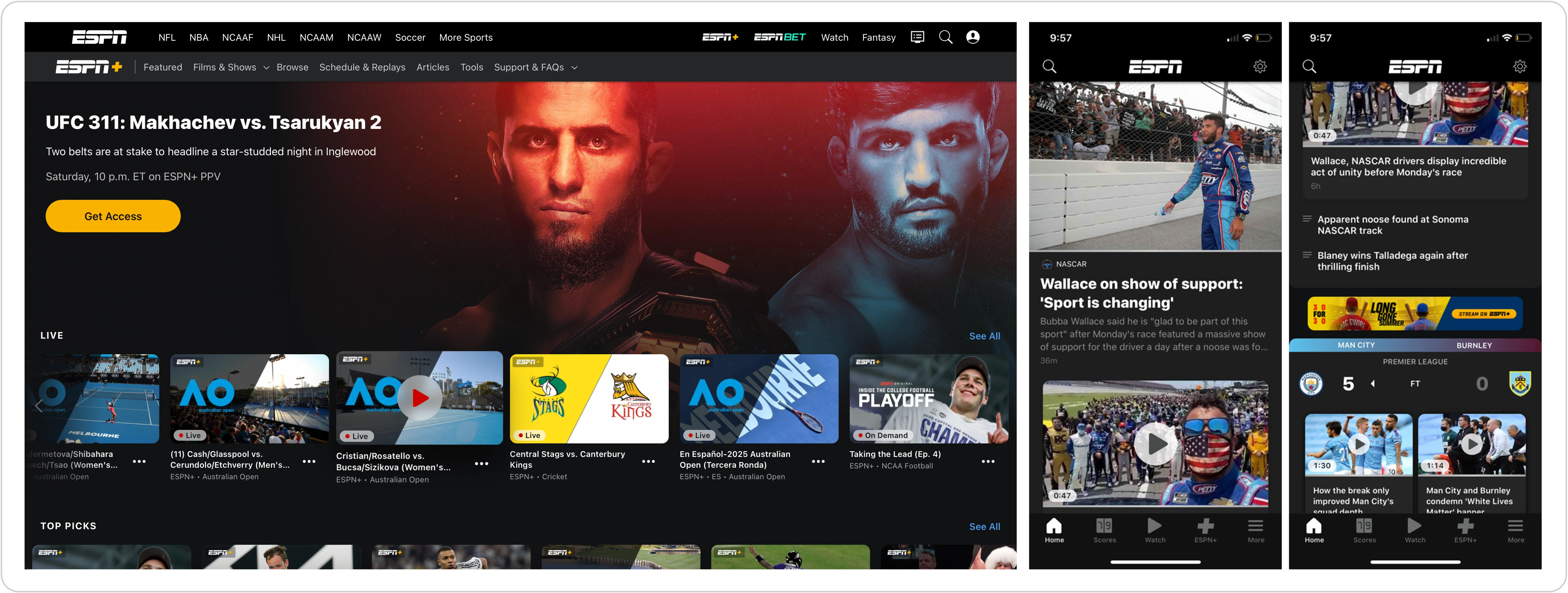 ESPN Live sports streaming