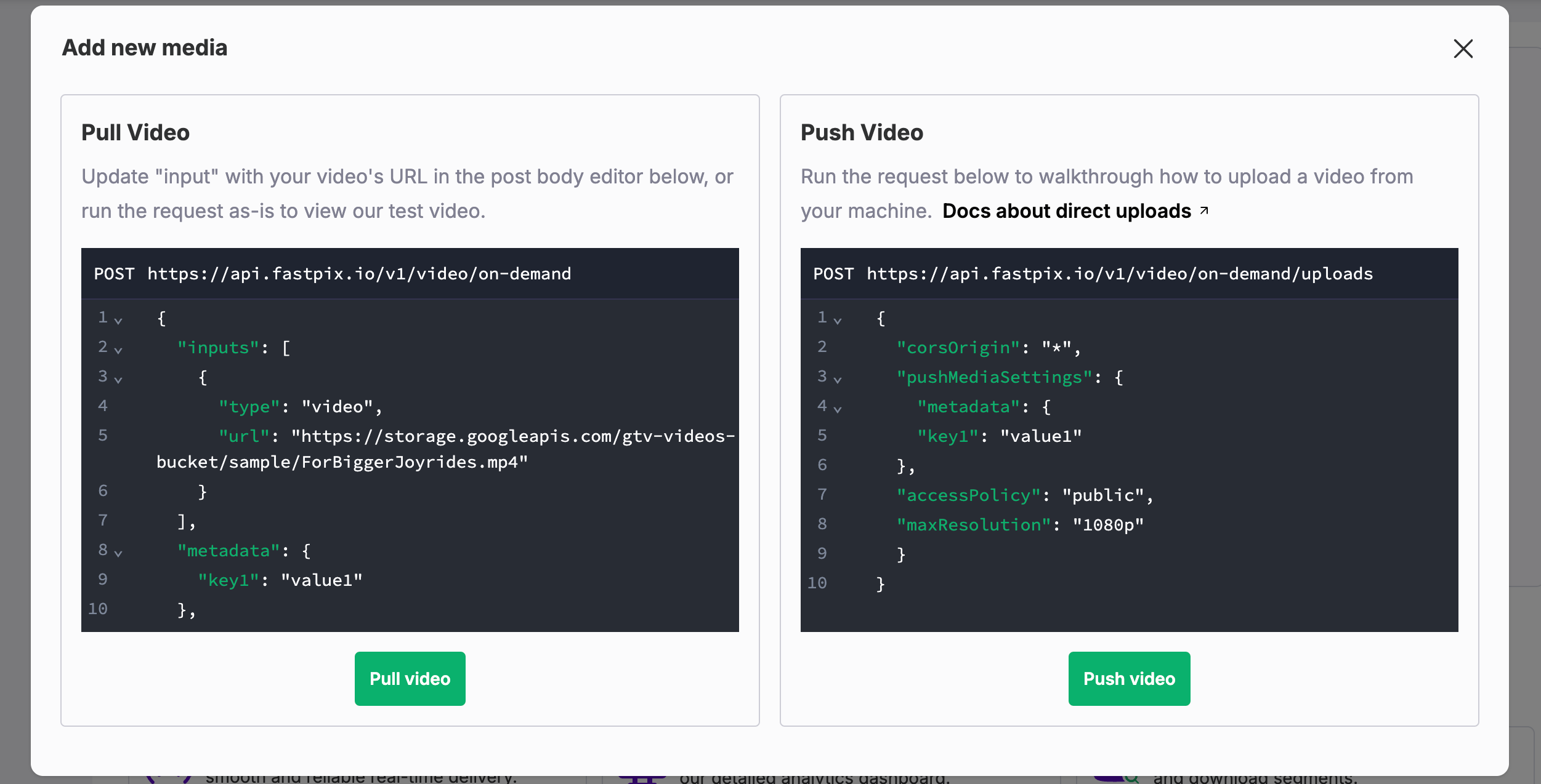 Pull and push video create media
