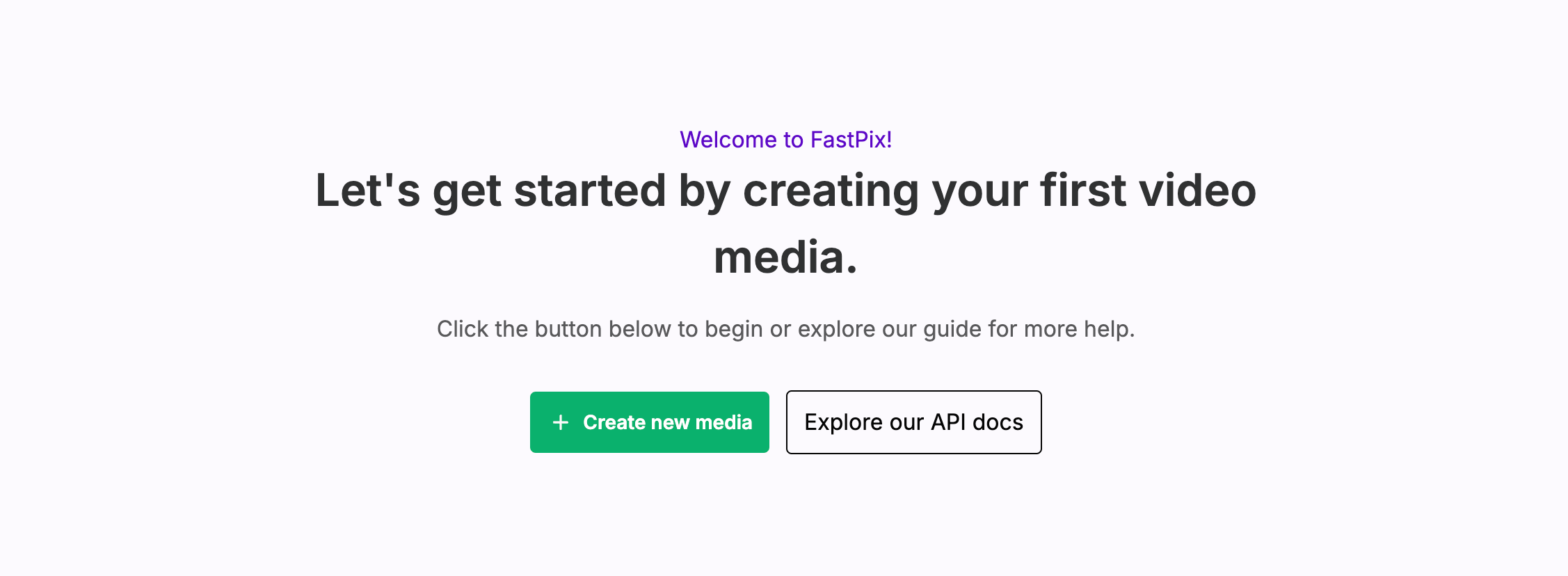 FastPix dashboard create new media