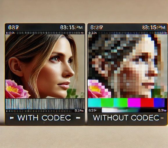 Image comparison with a codec and without a codec.