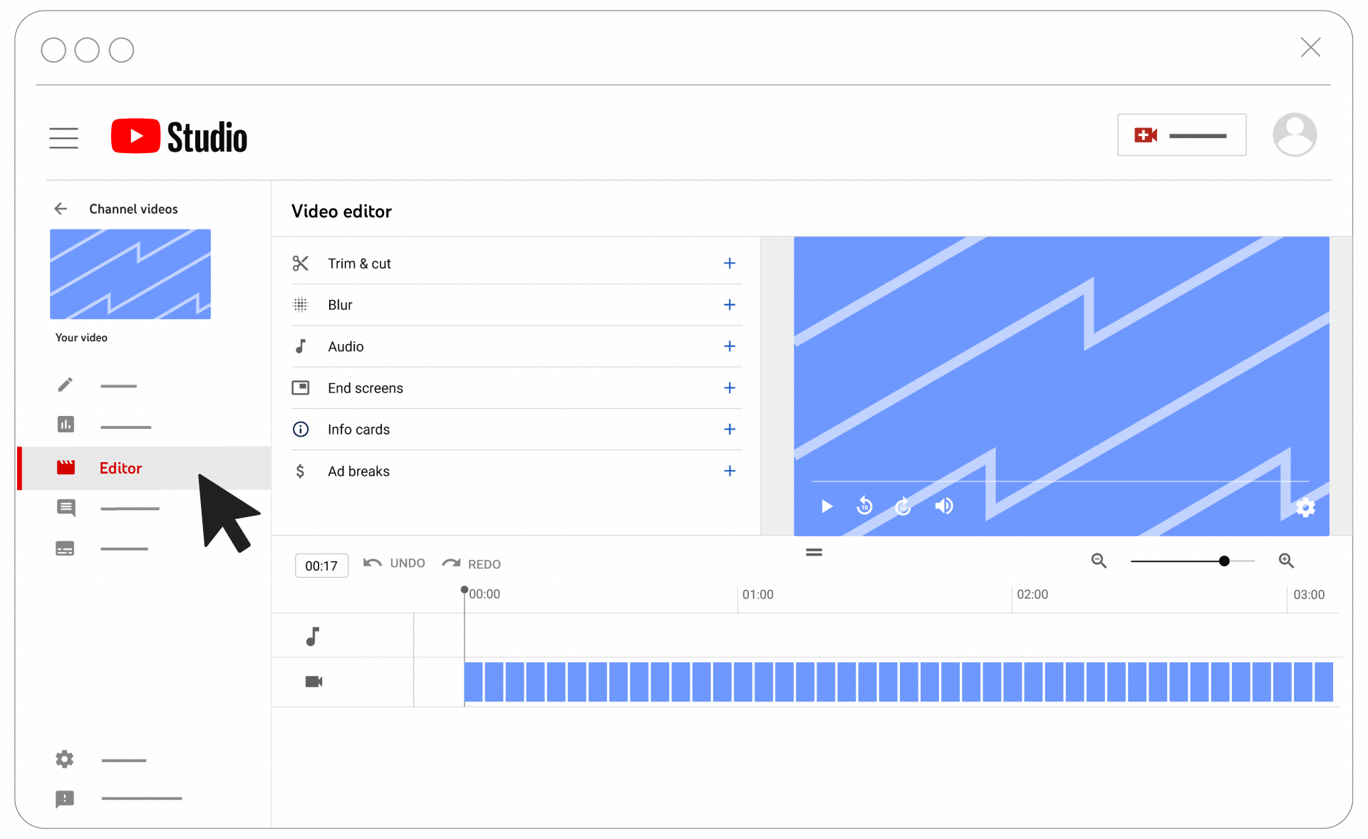YouTube platform interface for clipping videos