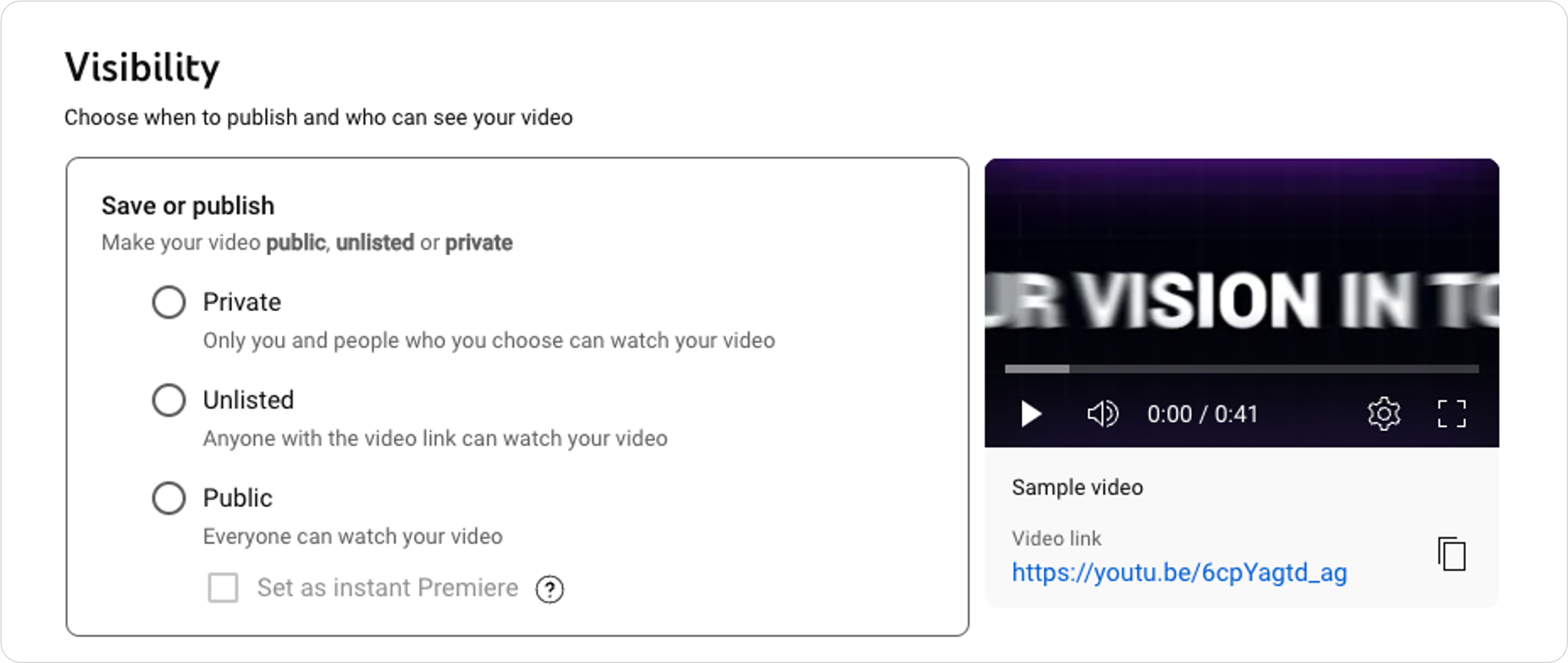 Private and Public access in YouTube